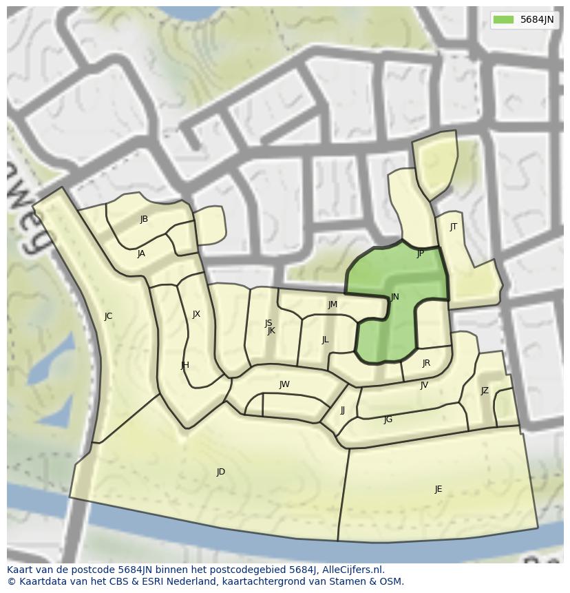 Afbeelding van het postcodegebied 5684 JN op de kaart.