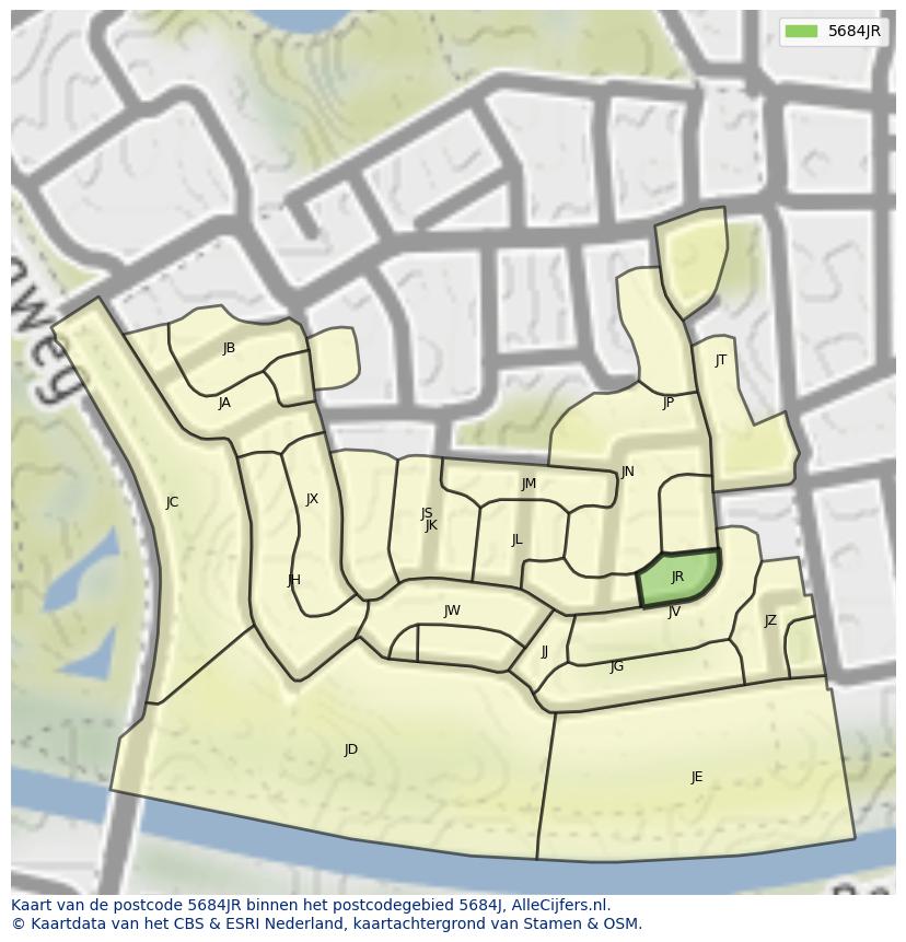 Afbeelding van het postcodegebied 5684 JR op de kaart.