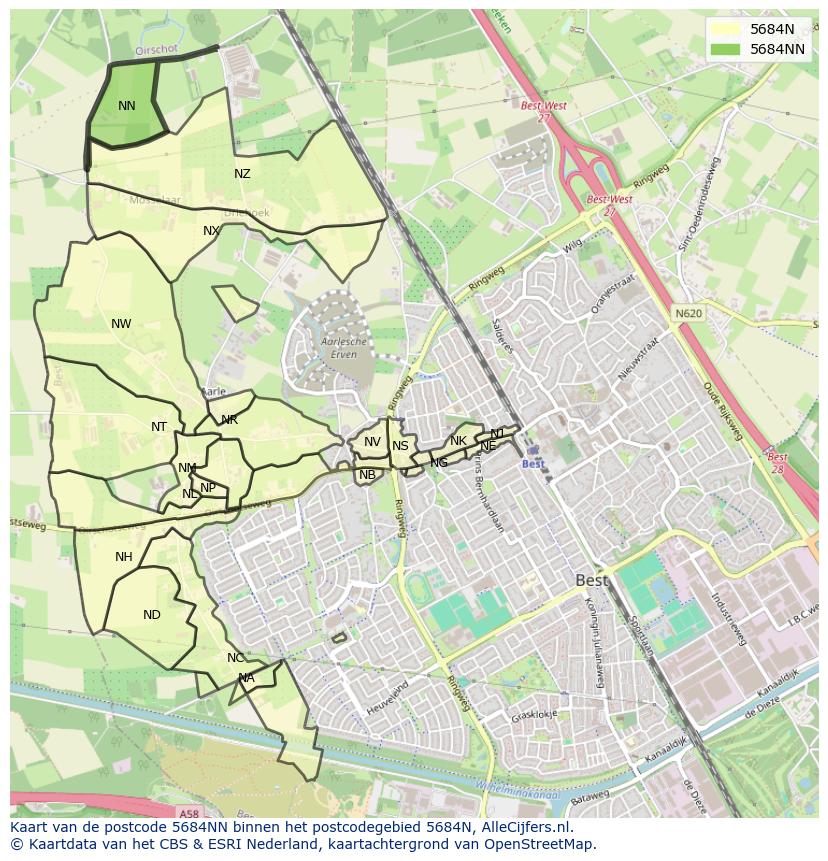 Afbeelding van het postcodegebied 5684 NN op de kaart.