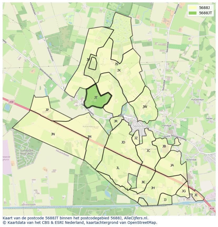 Afbeelding van het postcodegebied 5688 JT op de kaart.