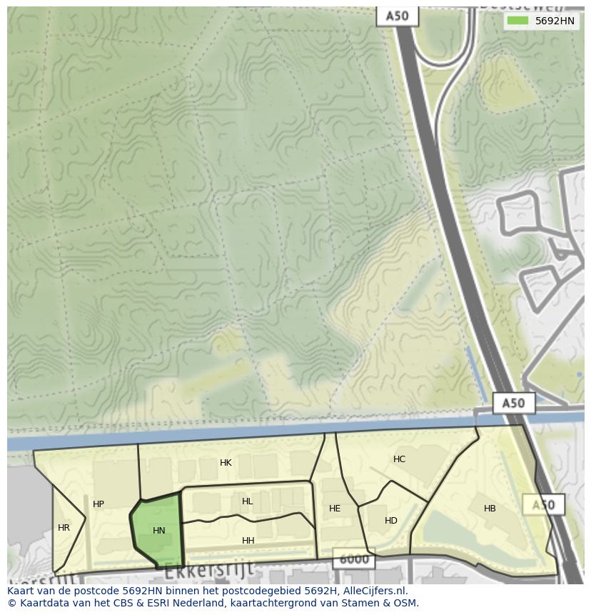 Afbeelding van het postcodegebied 5692 HN op de kaart.