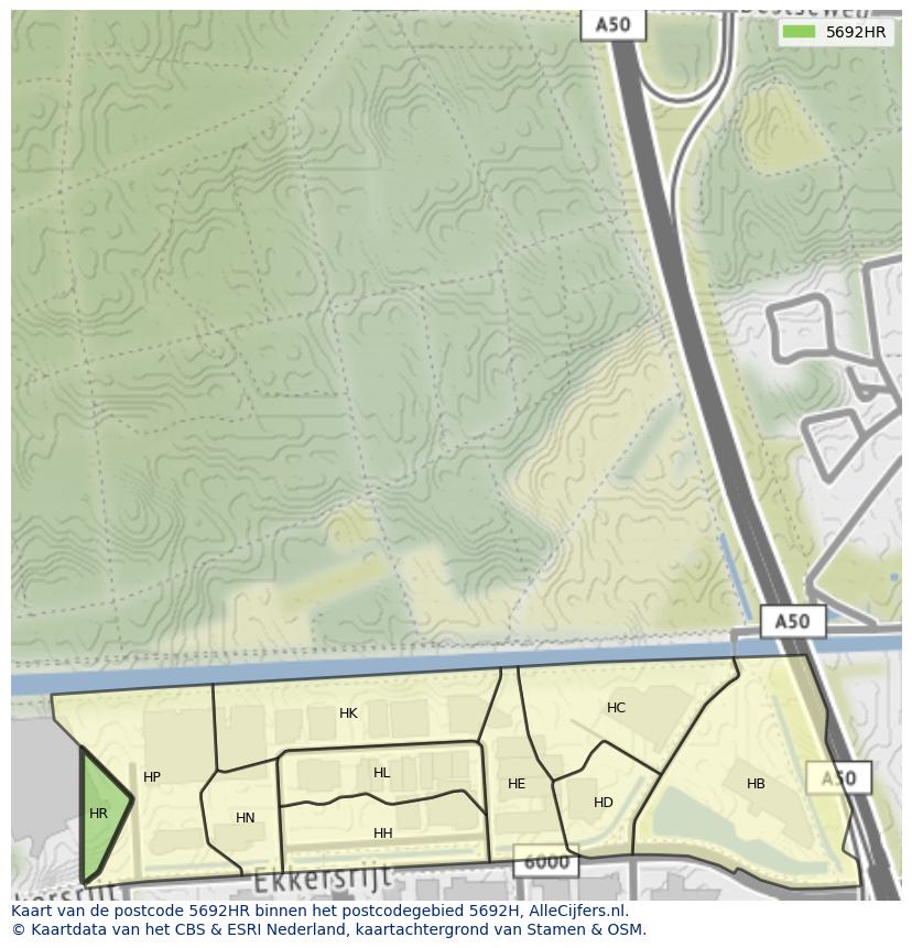 Afbeelding van het postcodegebied 5692 HR op de kaart.