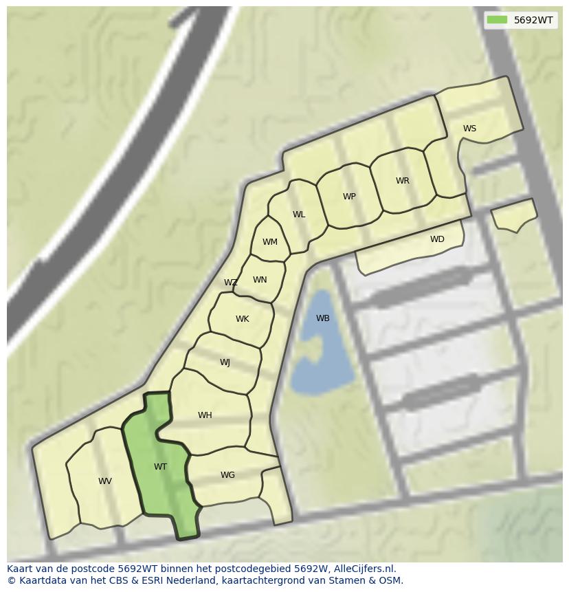 Afbeelding van het postcodegebied 5692 WT op de kaart.