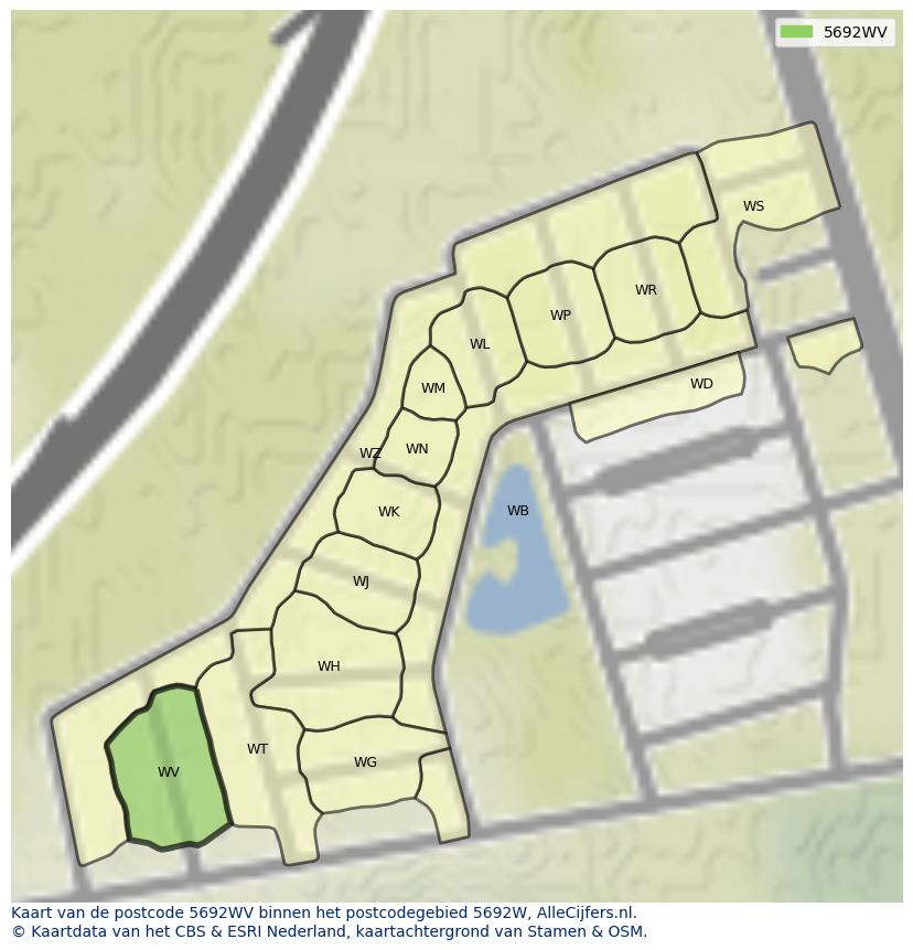 Afbeelding van het postcodegebied 5692 WV op de kaart.