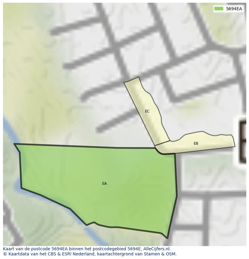 Afbeelding van het postcodegebied 5694 EA op de kaart.