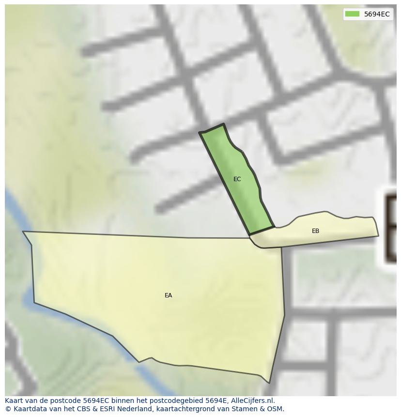 Afbeelding van het postcodegebied 5694 EC op de kaart.