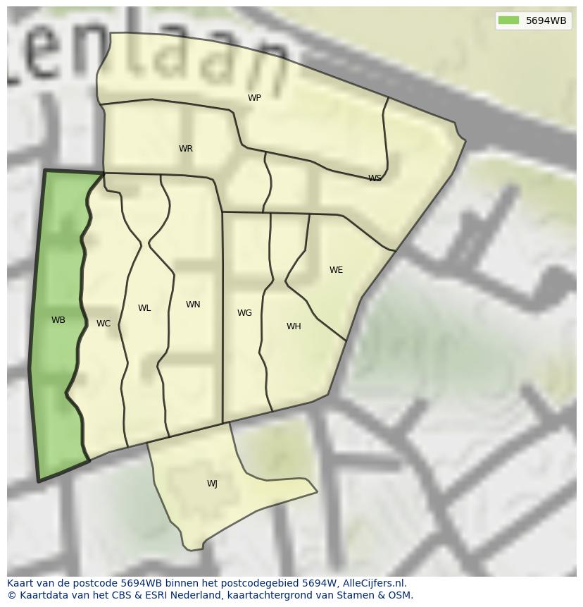 Afbeelding van het postcodegebied 5694 WB op de kaart.