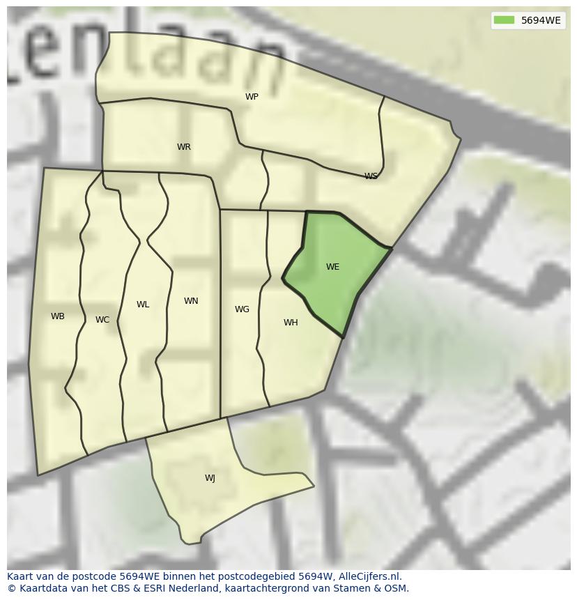 Afbeelding van het postcodegebied 5694 WE op de kaart.