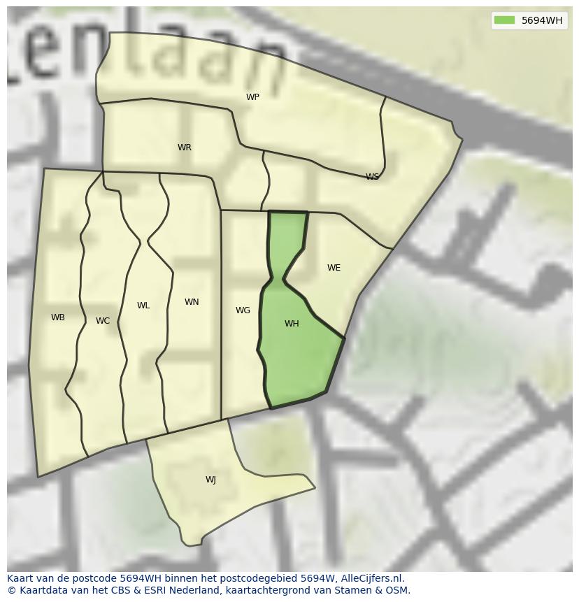Afbeelding van het postcodegebied 5694 WH op de kaart.