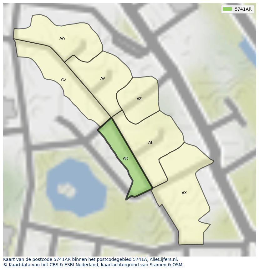 Afbeelding van het postcodegebied 5741 AR op de kaart.