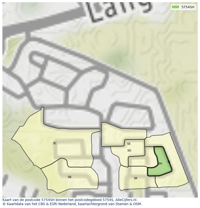 Afbeelding van het postcodegebied 5754 SH op de kaart.