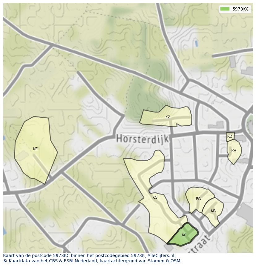Afbeelding van het postcodegebied 5973 KC op de kaart.
