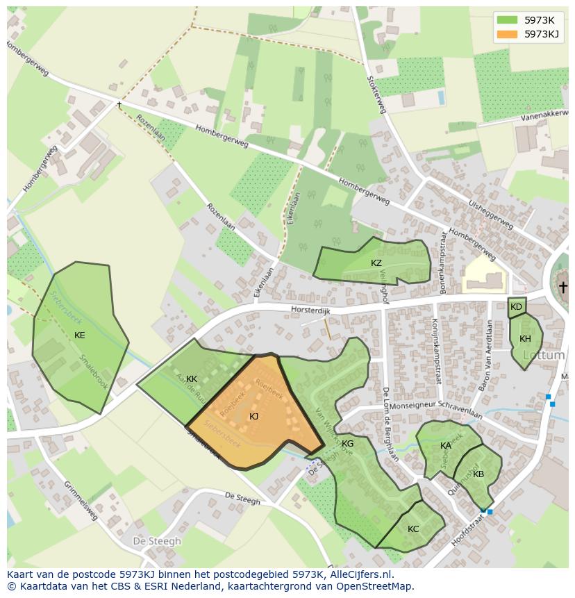 Afbeelding van het postcodegebied 5973 KJ op de kaart.