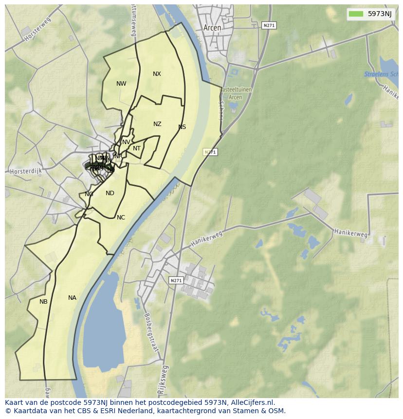 Afbeelding van het postcodegebied 5973 NJ op de kaart.