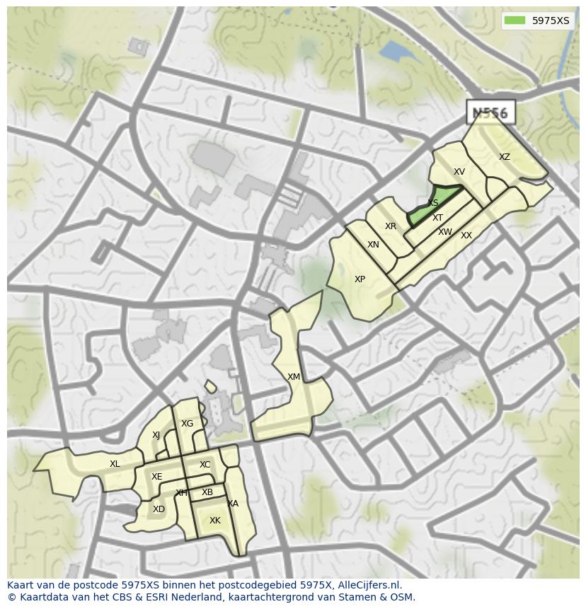 Afbeelding van het postcodegebied 5975 XS op de kaart.