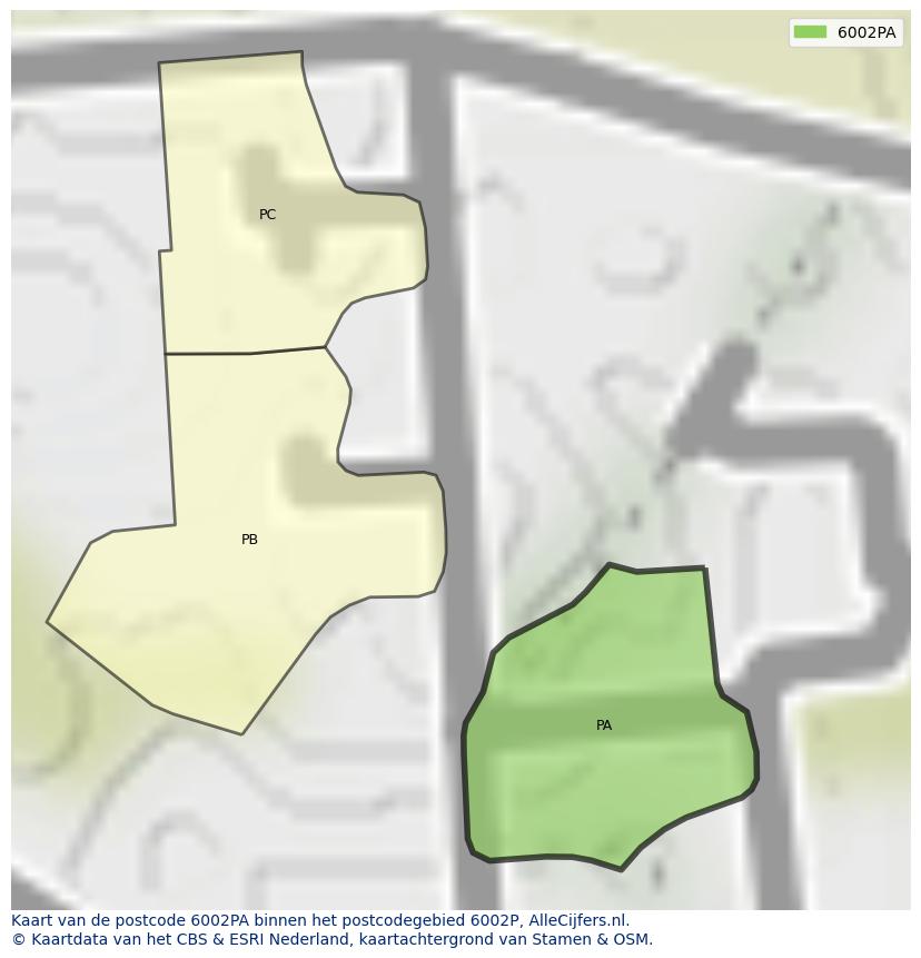 Afbeelding van het postcodegebied 6002 PA op de kaart.