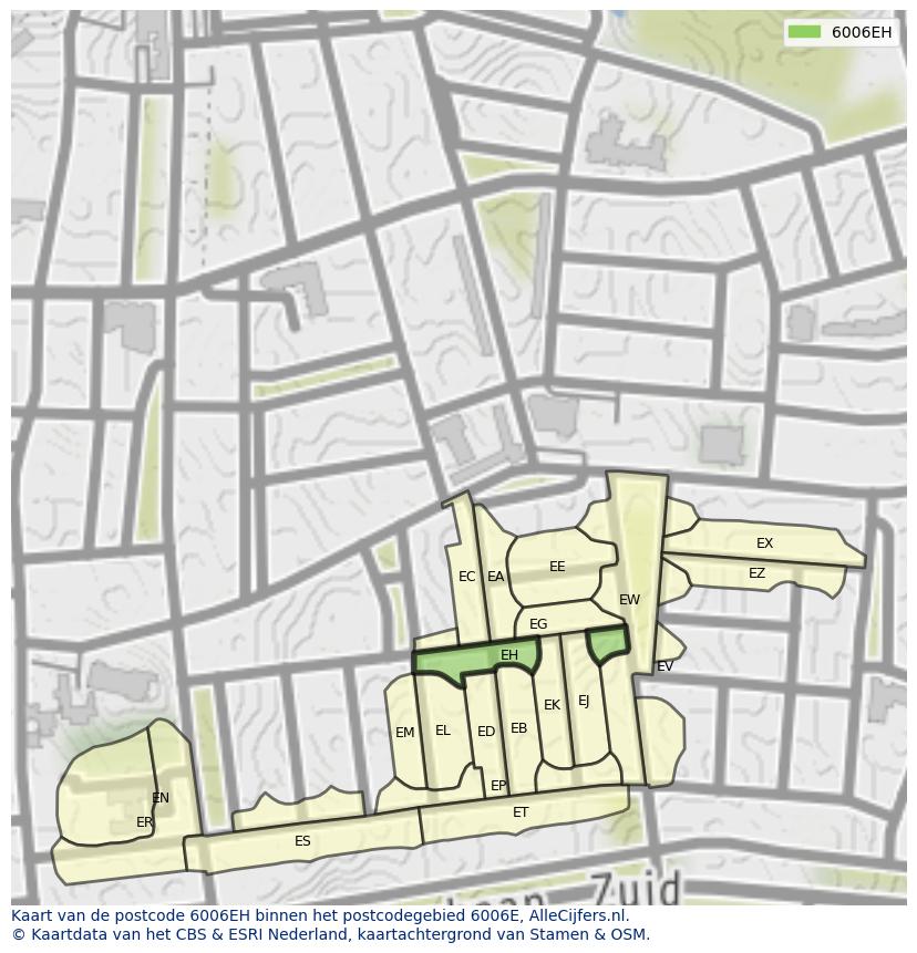 Afbeelding van het postcodegebied 6006 EH op de kaart.