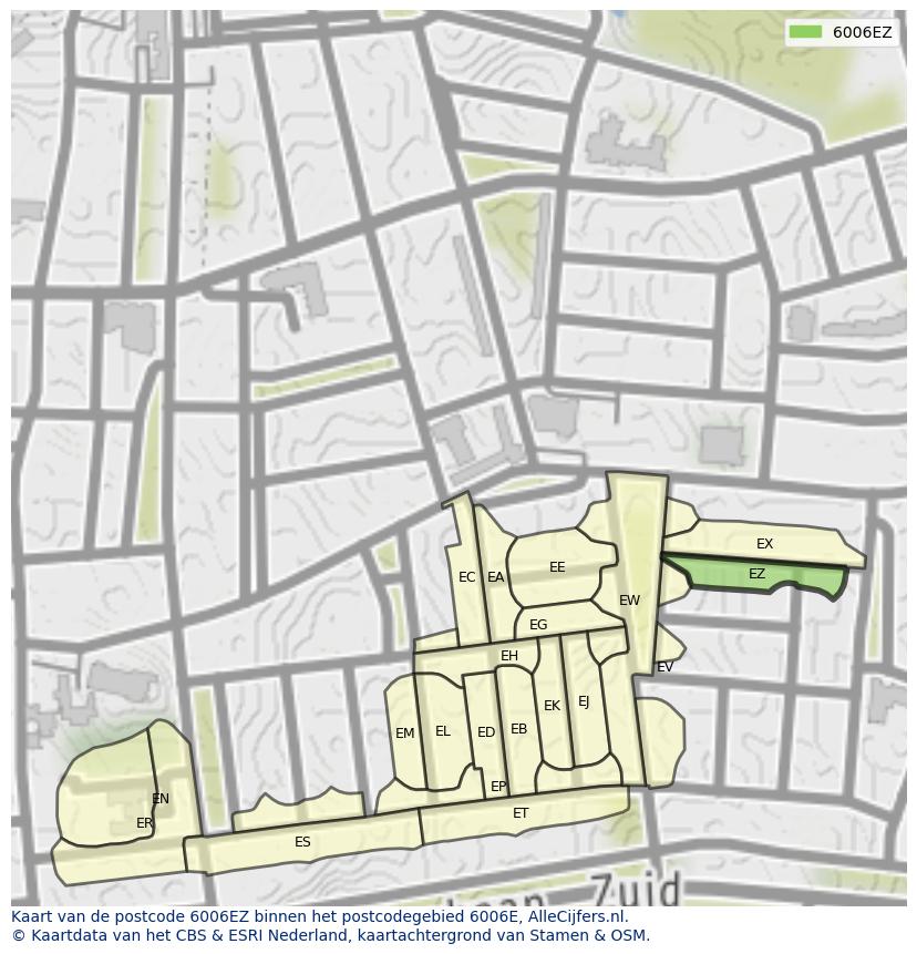 Afbeelding van het postcodegebied 6006 EZ op de kaart.