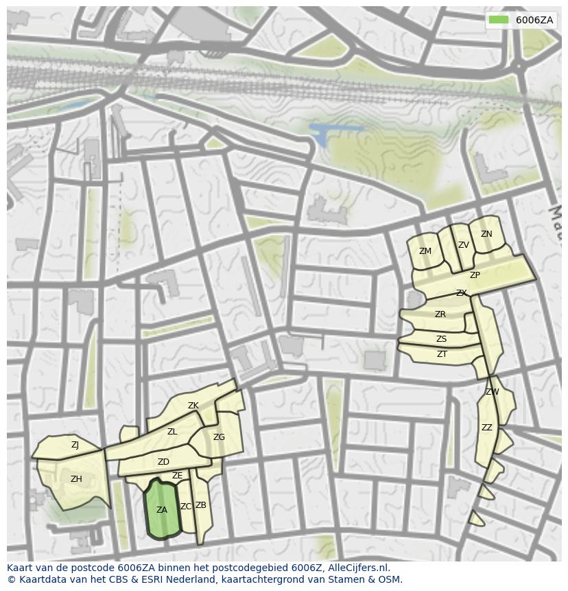Afbeelding van het postcodegebied 6006 ZA op de kaart.