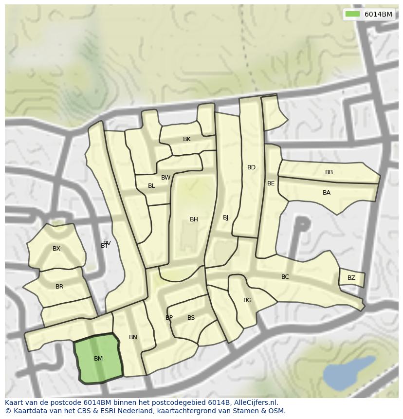 Afbeelding van het postcodegebied 6014 BM op de kaart.