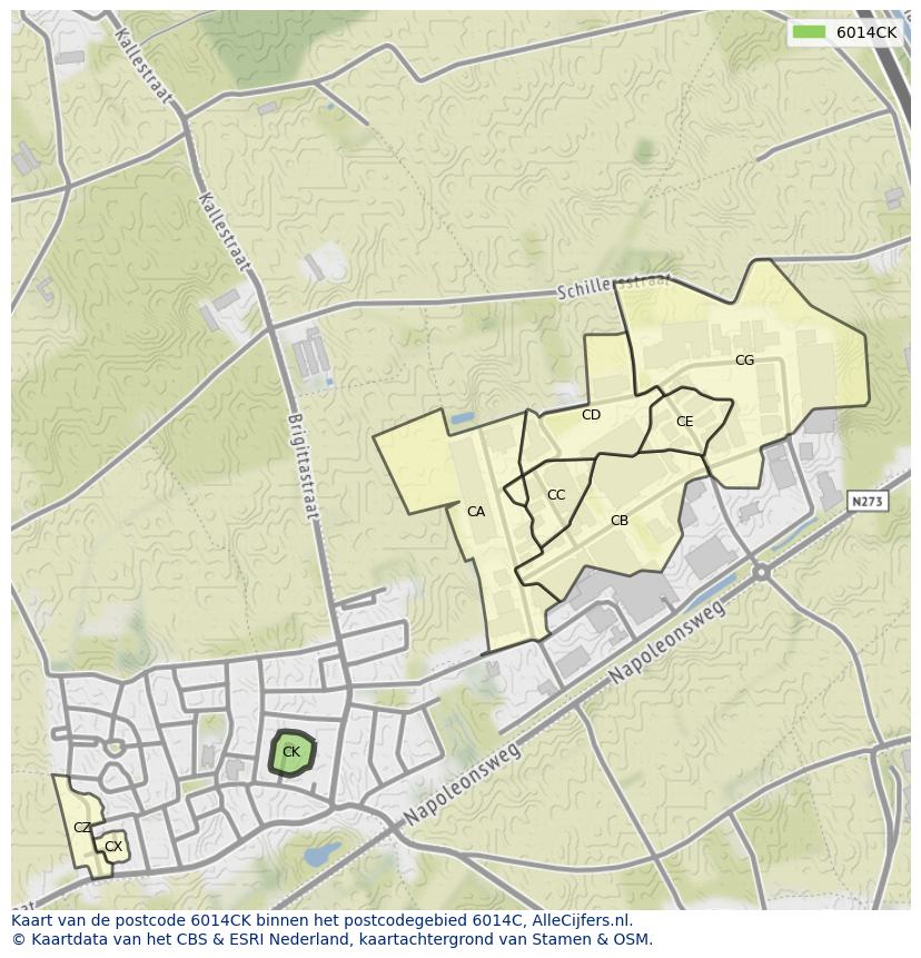 Afbeelding van het postcodegebied 6014 CK op de kaart.