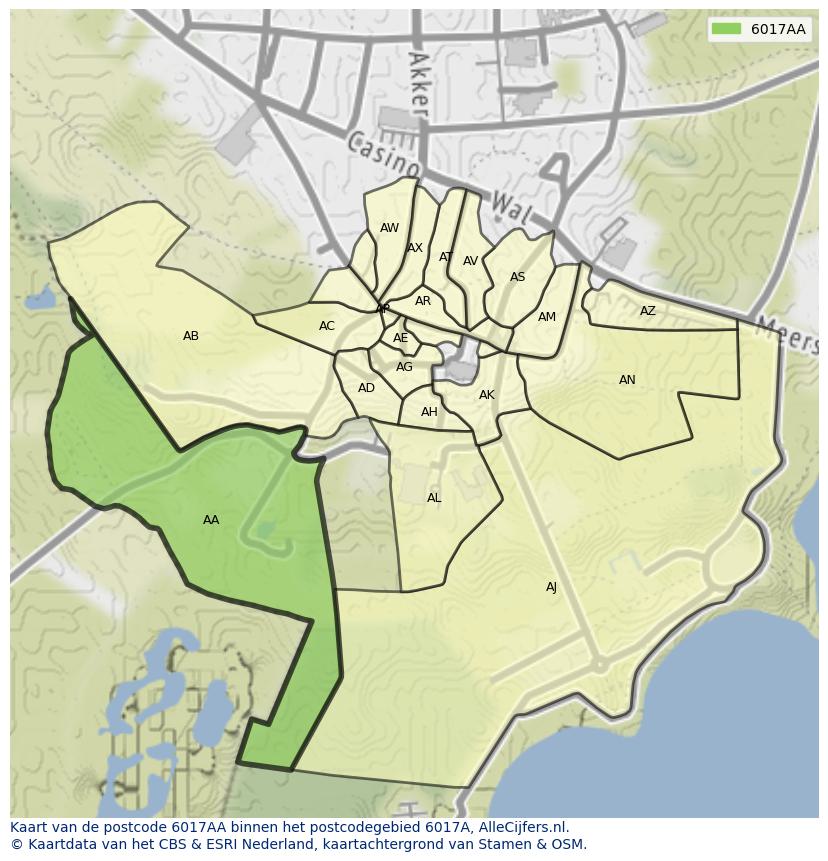 Afbeelding van het postcodegebied 6017 AA op de kaart.