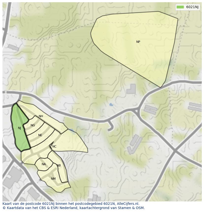 Afbeelding van het postcodegebied 6021 NJ op de kaart.
