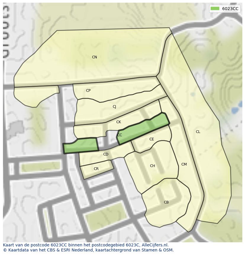 Afbeelding van het postcodegebied 6023 CC op de kaart.