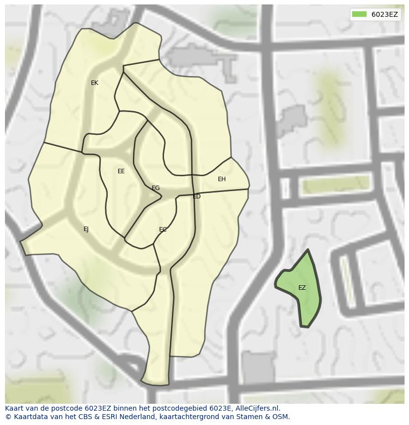 Afbeelding van het postcodegebied 6023 EZ op de kaart.