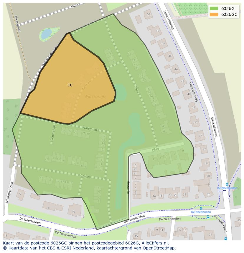 Afbeelding van het postcodegebied 6026 GC op de kaart.