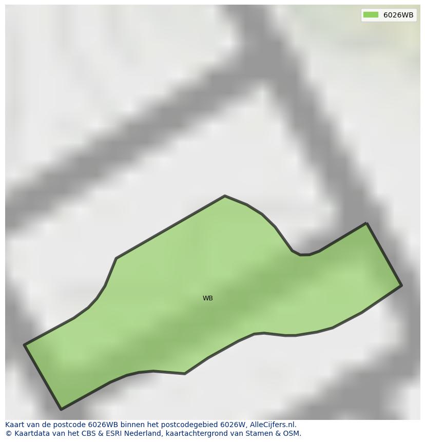Afbeelding van het postcodegebied 6026 WB op de kaart.