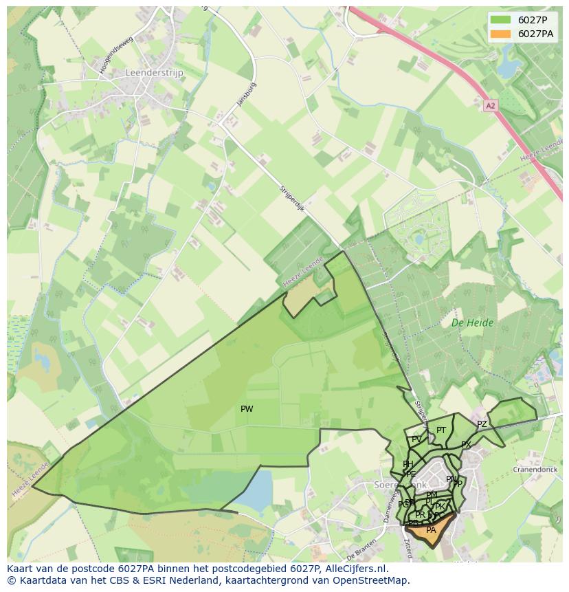 Afbeelding van het postcodegebied 6027 PA op de kaart.