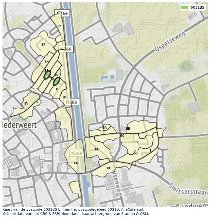Afbeelding van het postcodegebied 6031 BS op de kaart.