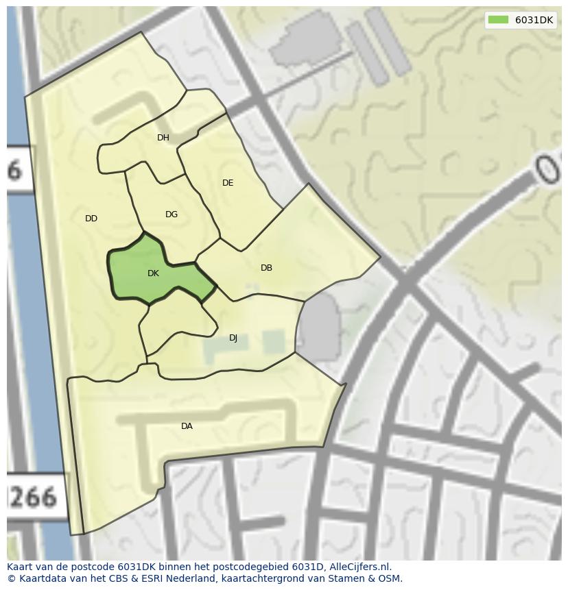 Afbeelding van het postcodegebied 6031 DK op de kaart.