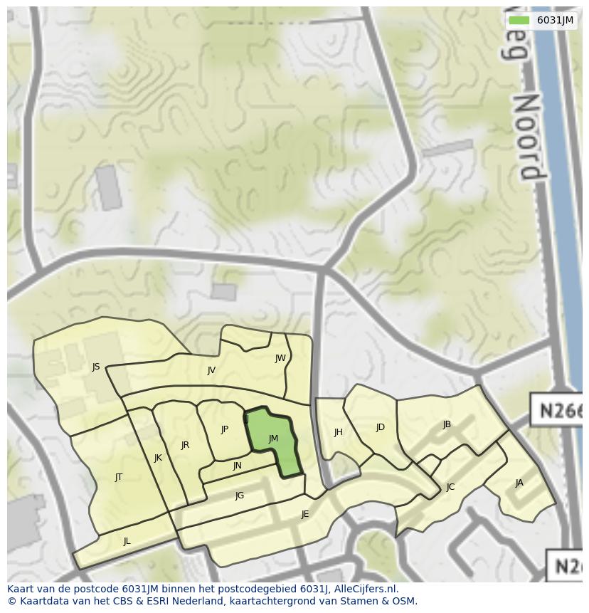 Afbeelding van het postcodegebied 6031 JM op de kaart.