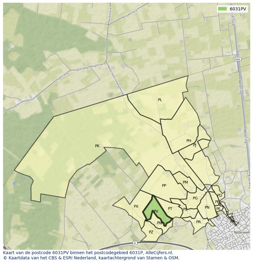 Afbeelding van het postcodegebied 6031 PV op de kaart.