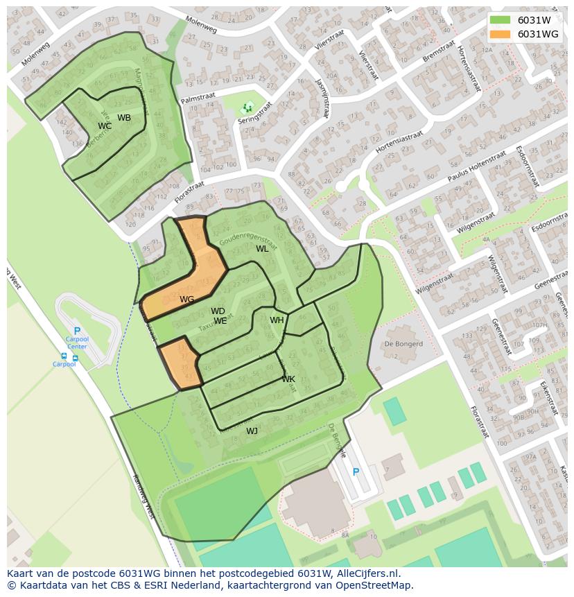 Afbeelding van het postcodegebied 6031 WG op de kaart.