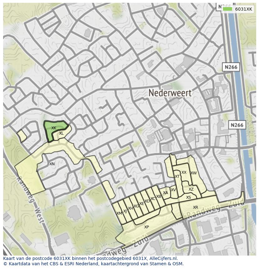 Afbeelding van het postcodegebied 6031 XK op de kaart.