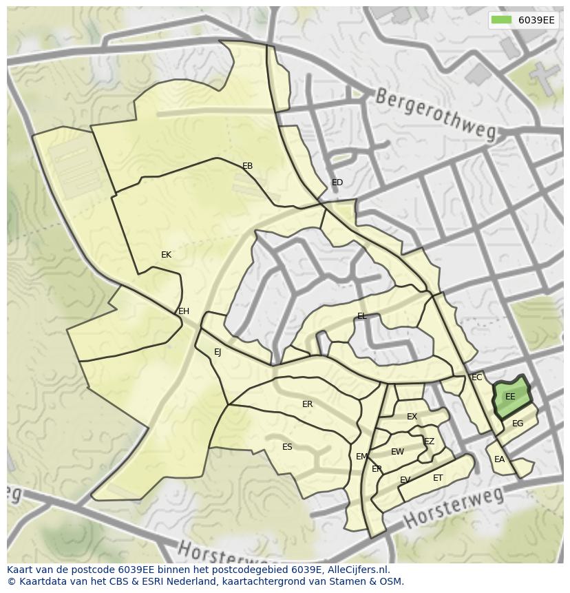 Afbeelding van het postcodegebied 6039 EE op de kaart.