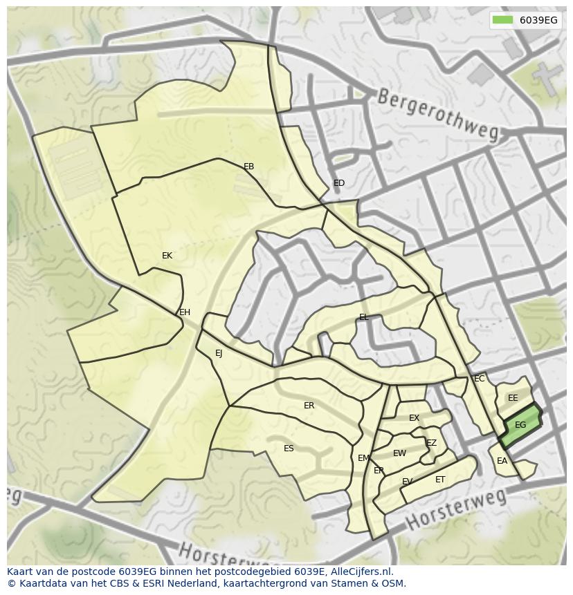 Afbeelding van het postcodegebied 6039 EG op de kaart.