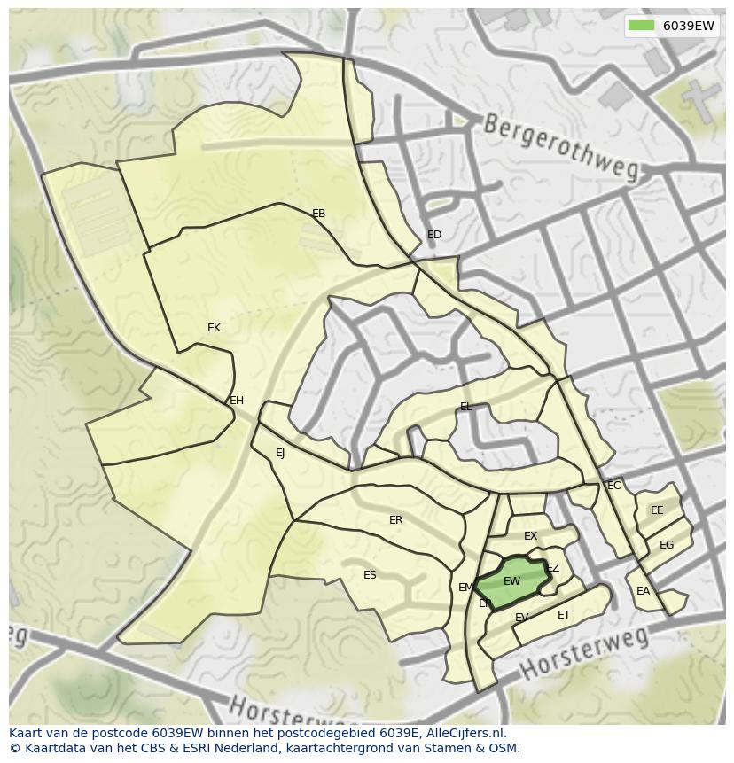 Afbeelding van het postcodegebied 6039 EW op de kaart.