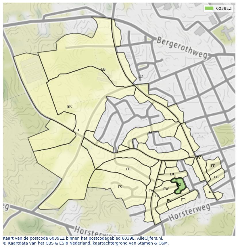 Afbeelding van het postcodegebied 6039 EZ op de kaart.