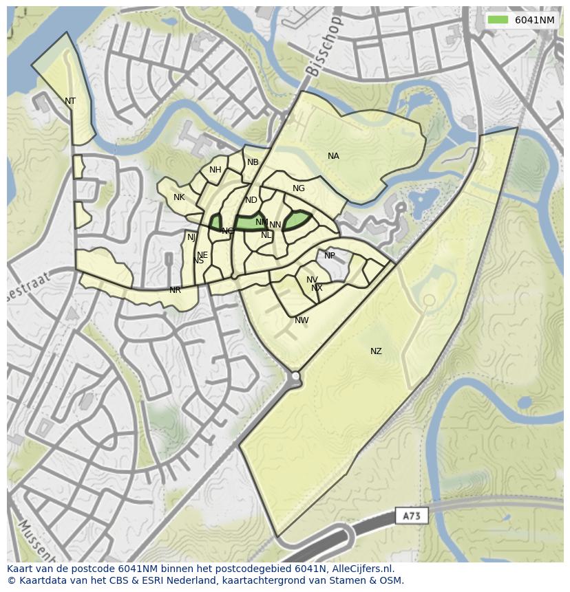 Afbeelding van het postcodegebied 6041 NM op de kaart.