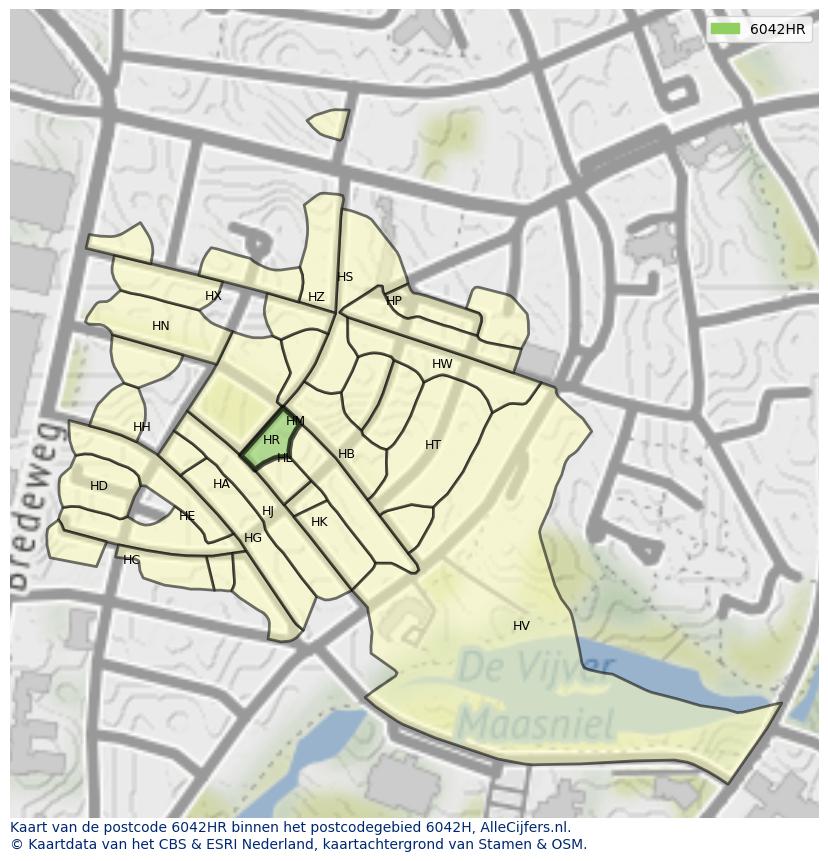 Afbeelding van het postcodegebied 6042 HR op de kaart.