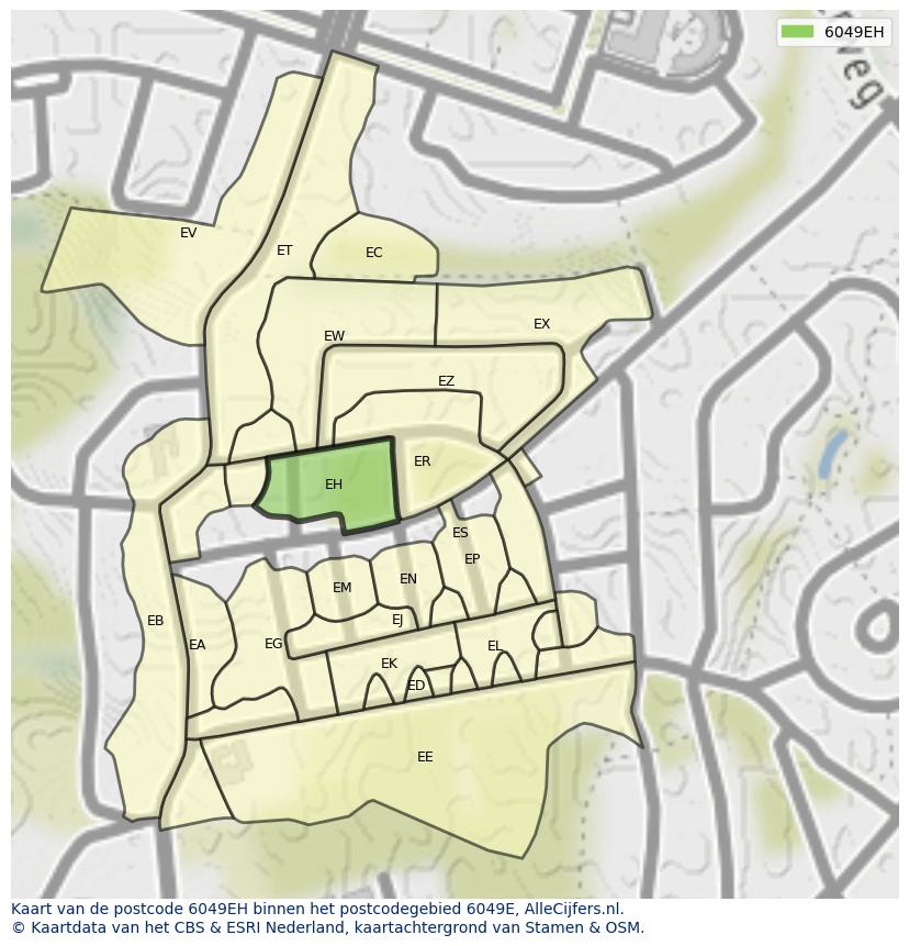Afbeelding van het postcodegebied 6049 EH op de kaart.