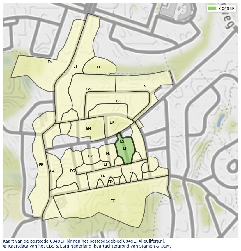 Afbeelding van het postcodegebied 6049 EP op de kaart.