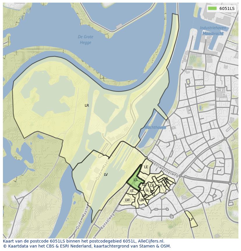 Afbeelding van het postcodegebied 6051 LS op de kaart.