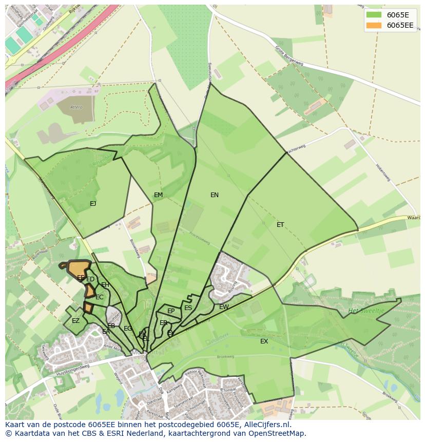 Afbeelding van het postcodegebied 6065 EE op de kaart.