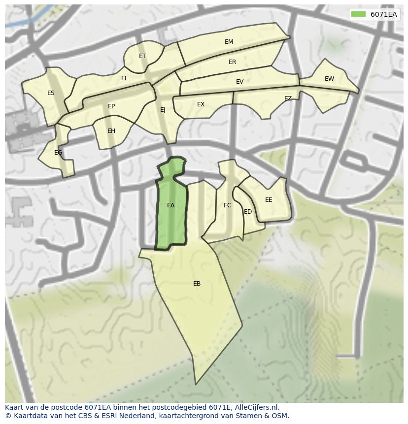 Afbeelding van het postcodegebied 6071 EA op de kaart.