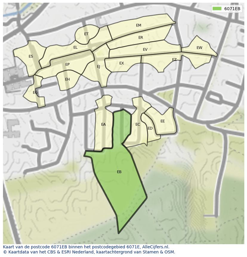 Afbeelding van het postcodegebied 6071 EB op de kaart.